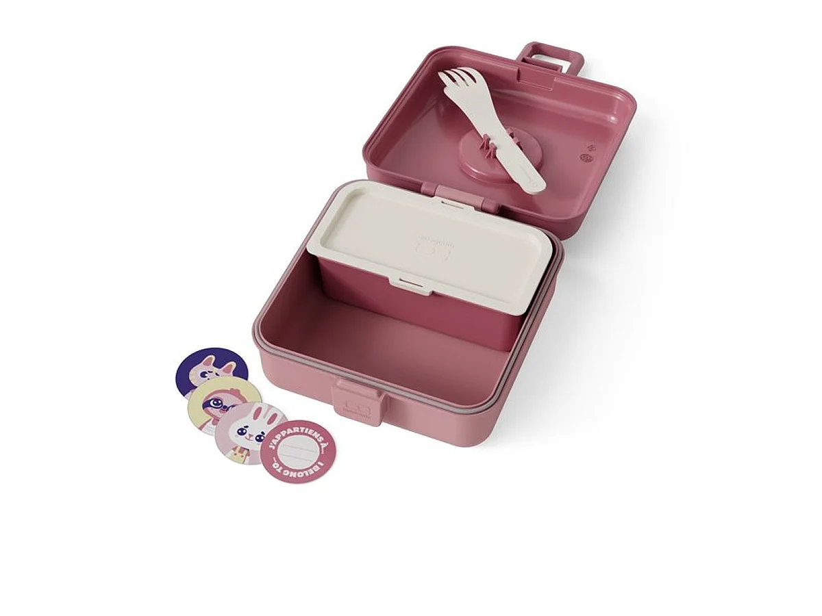 Monbento Snacky Boîte à sandwich enfant 850 ml – Rose Blush avec couverts