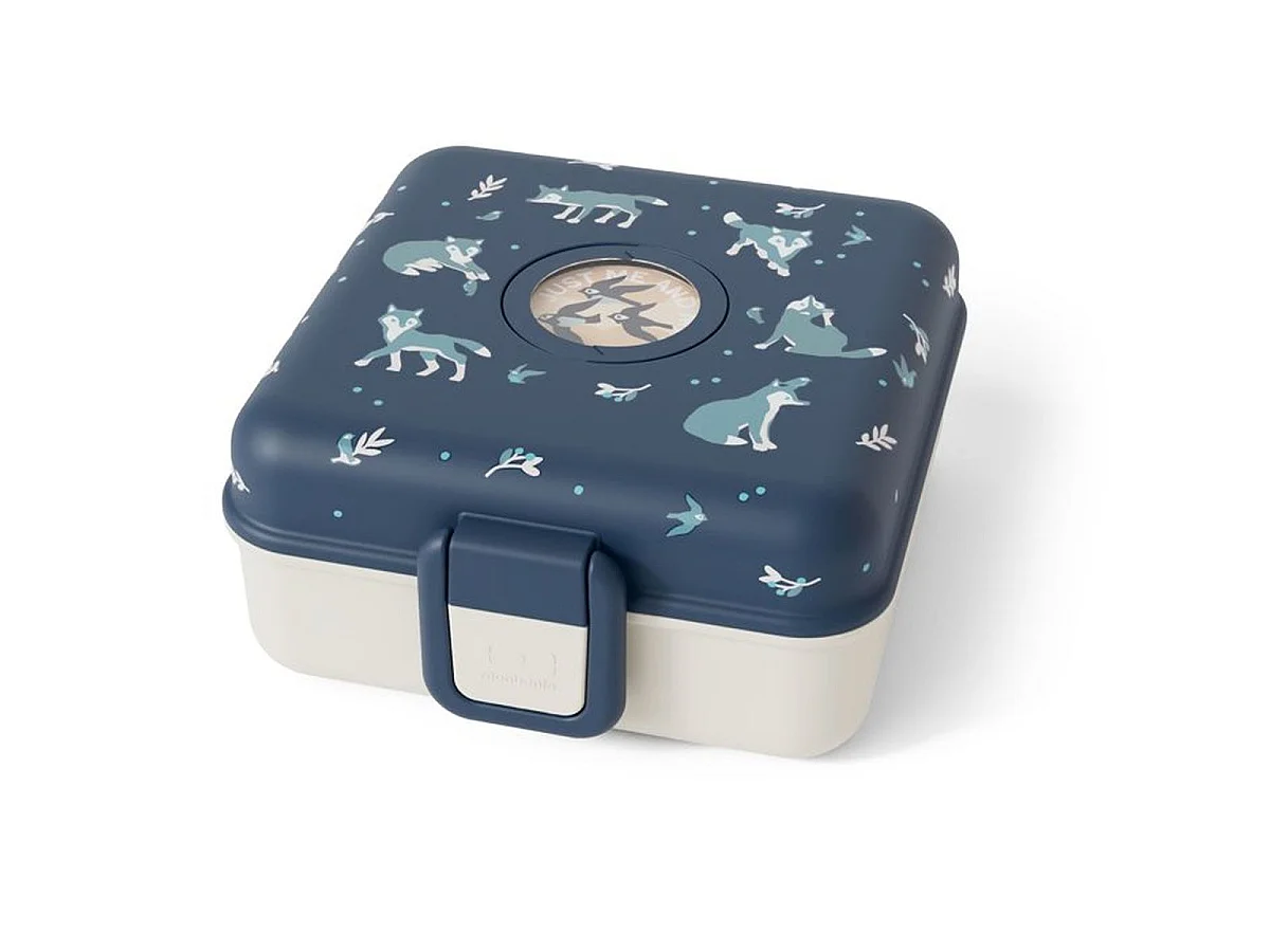 Monbento Snacky Boîte à sandwich enfant 850 ml – Blue Wolf avec couverts