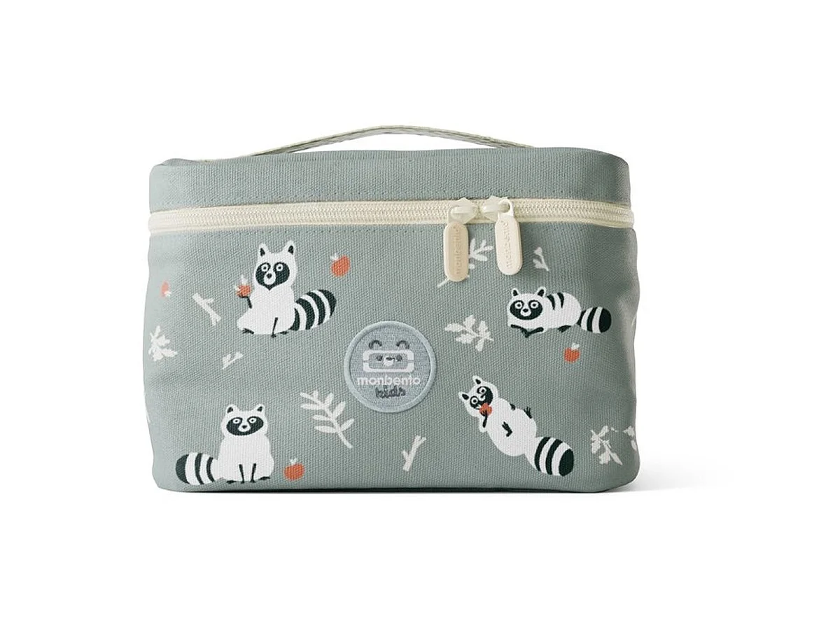 MONBENTO Frosty 5L - Gourde & Lunch Box Sac Isotherme Enfant Vert Raccoon
