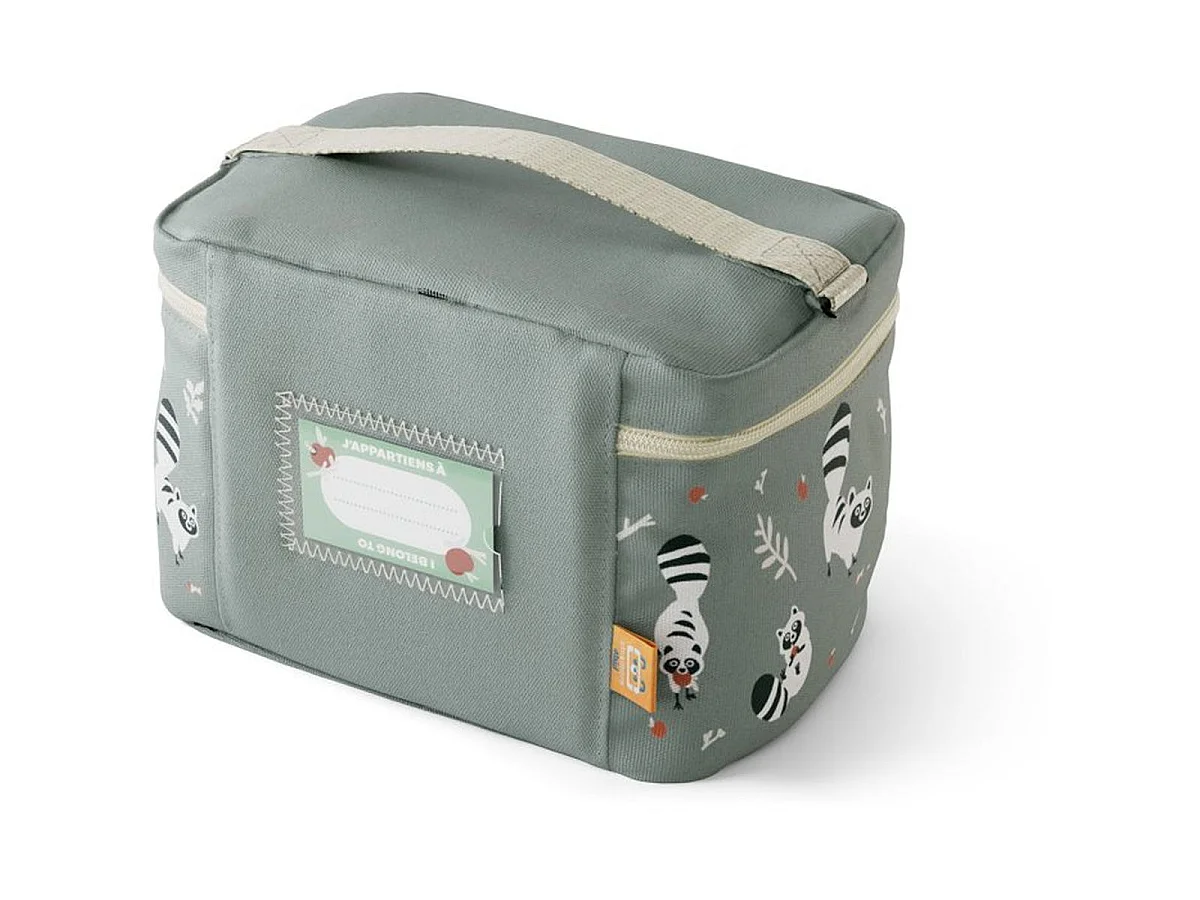 MONBENTO Frosty 5L - Gourde & Lunch Box Sac Isotherme Enfant Vert Raccoon