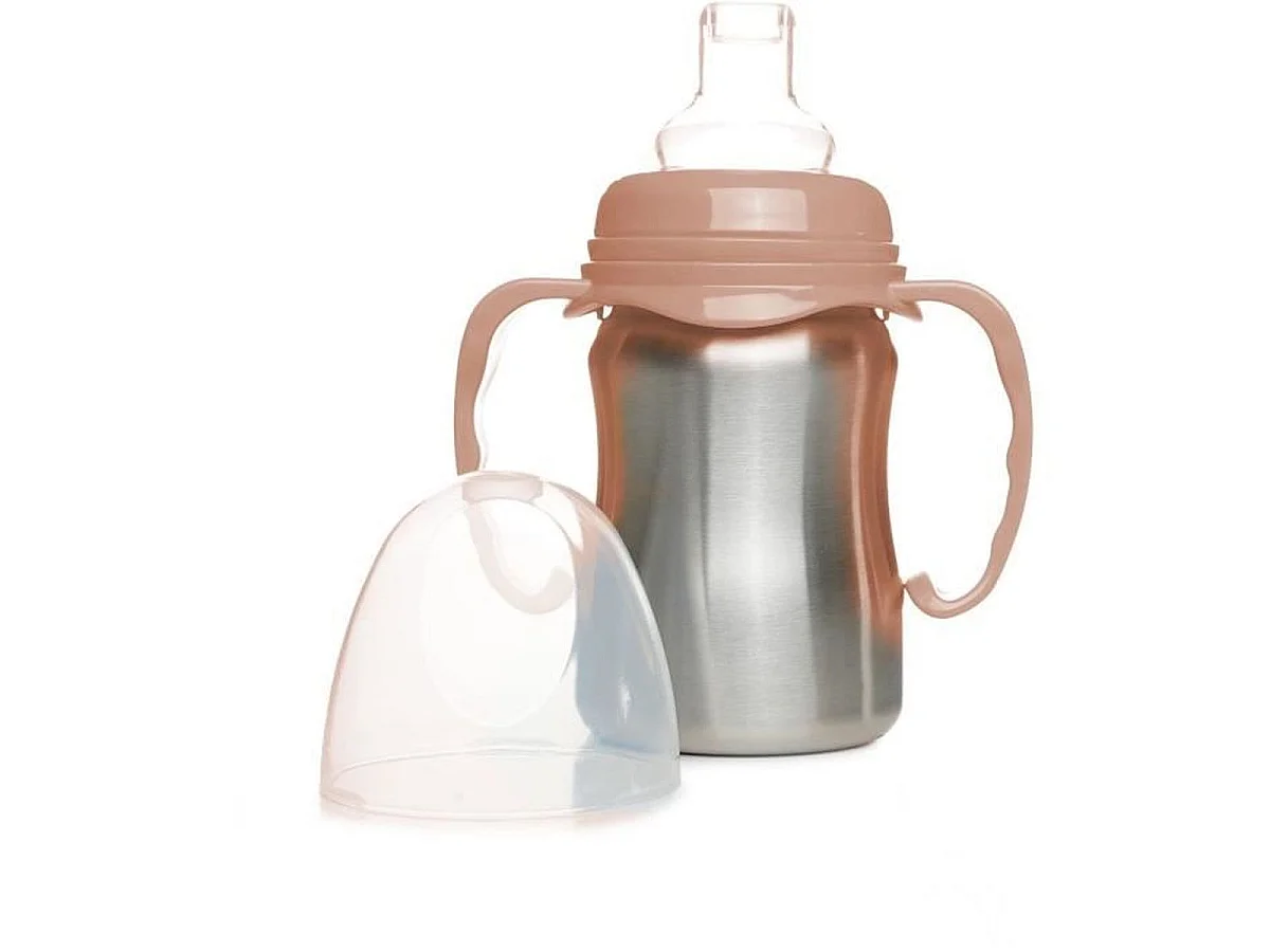 Tasse d'apprentissage THERMOBABY en inox 180 ml avec anses amovibles - Pêche