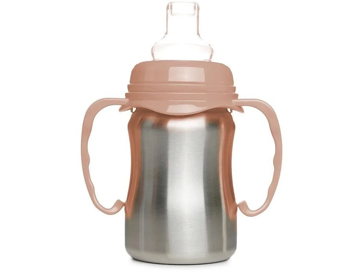 Tasse d'apprentissage THERMOBABY en inox 180 ml avec anses amovibles - Pêche