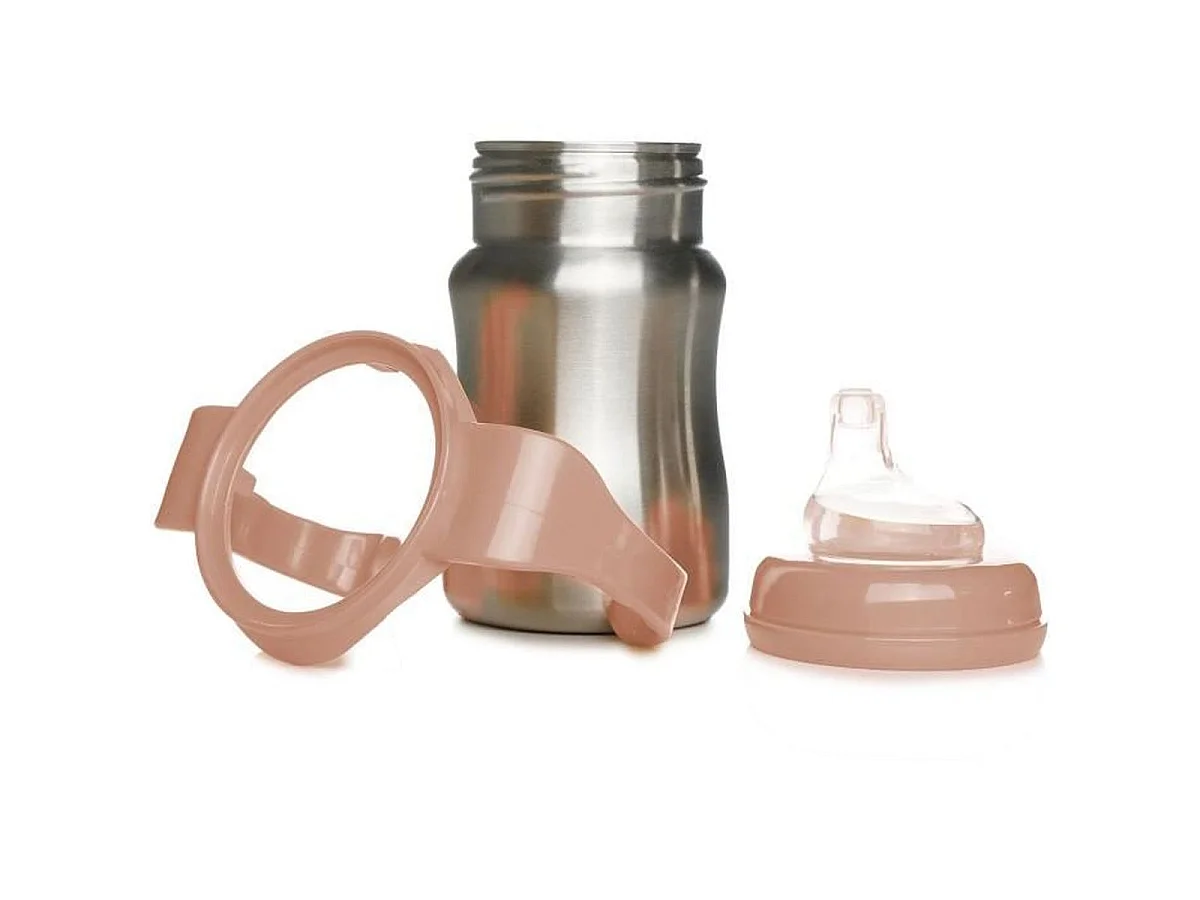 Tasse d'apprentissage THERMOBABY en inox 180 ml avec anses amovibles - Pêche