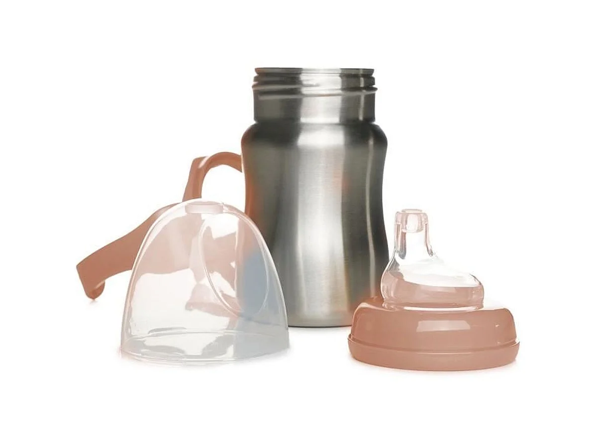 Tasse d'apprentissage THERMOBABY en inox 180 ml avec anses amovibles - Pêche