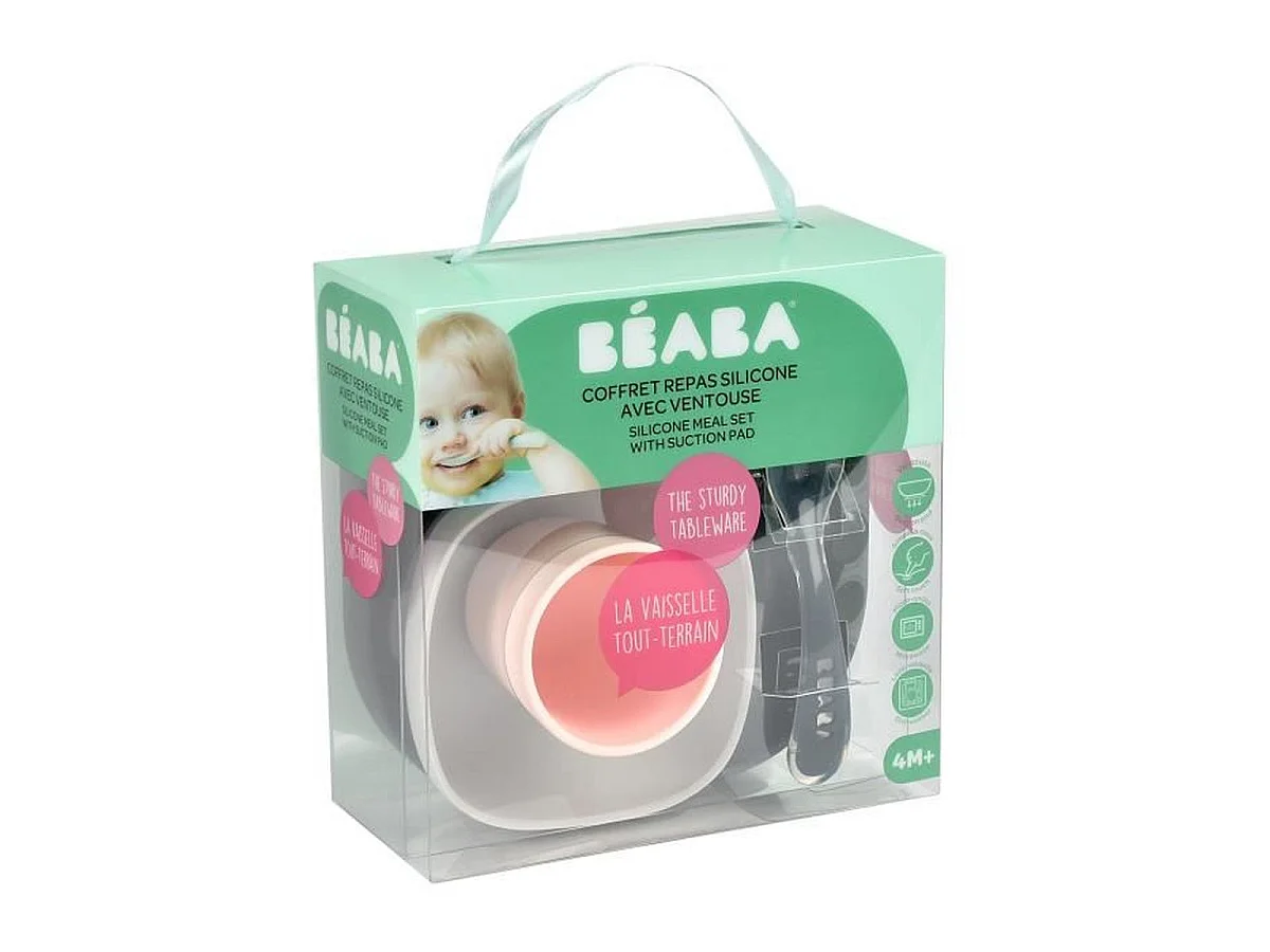 Coffret repas silicone BEABA Night Blue 4 pièces avec ventouses — dès 4 mois