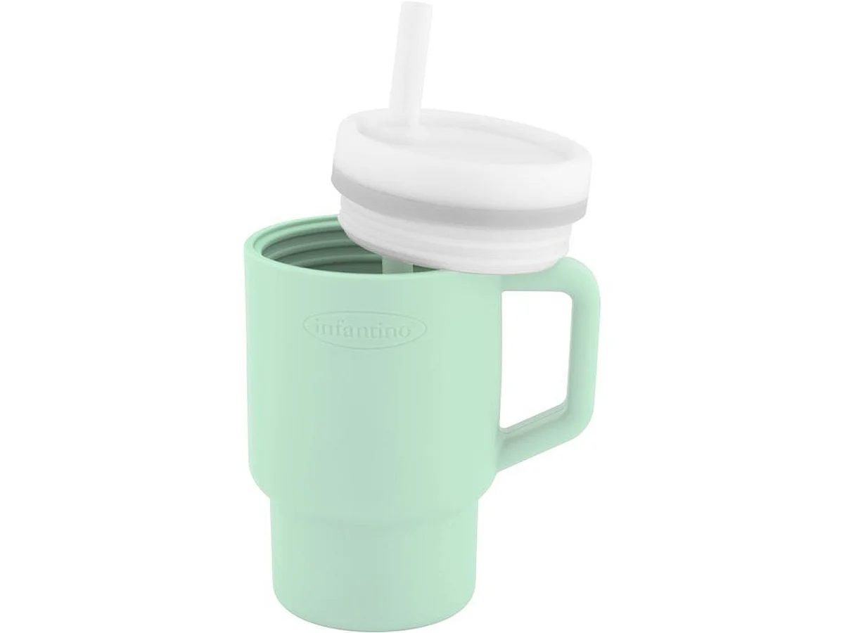 Infantino My 1st Tumbler - Gobelet d'apprentissage en silicone 255 ml (Cool Mint)