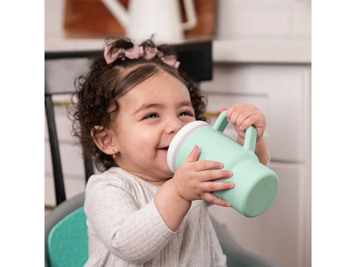 Infantino My 1st Tumbler - Gobelet d'apprentissage en silicone 255 ml (Cool Mint)