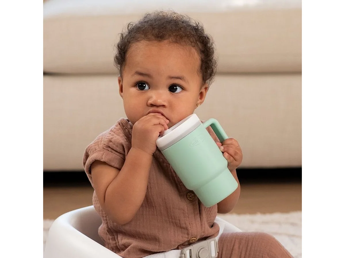 Infantino My 1st Tumbler - Gobelet d'apprentissage en silicone 255 ml (Cool Mint)