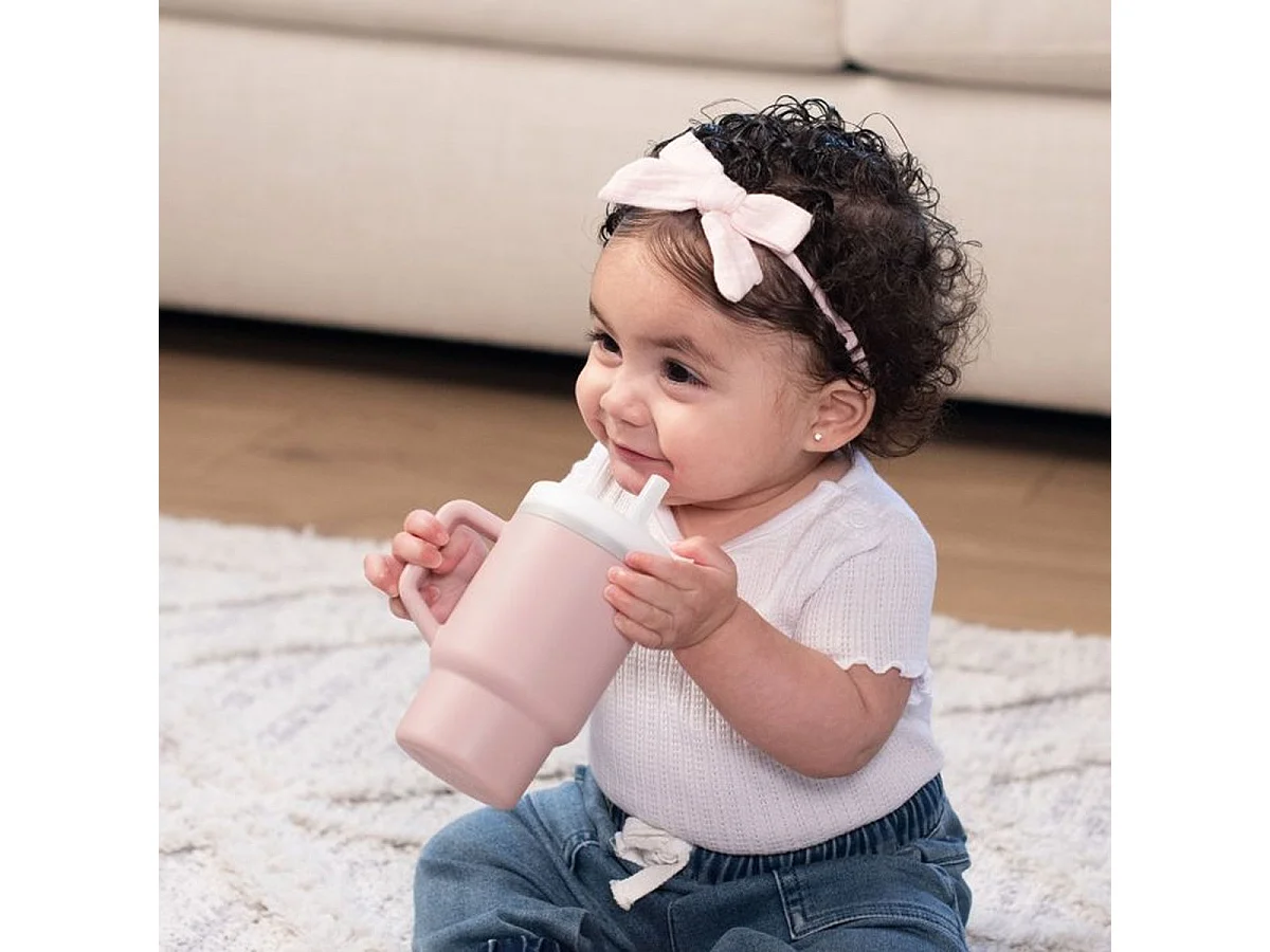 Infantino Tasse d'Apprentissage en Silicone 255 ml « Pirouette » avec Paille et Poignée
