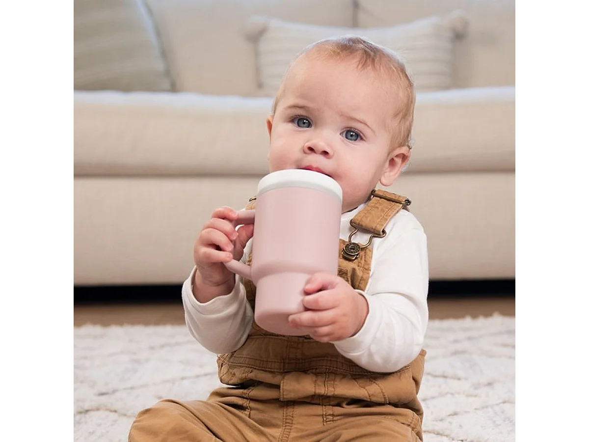Infantino Tasse d'Apprentissage en Silicone 255 ml « Pirouette » avec Paille et Poignée