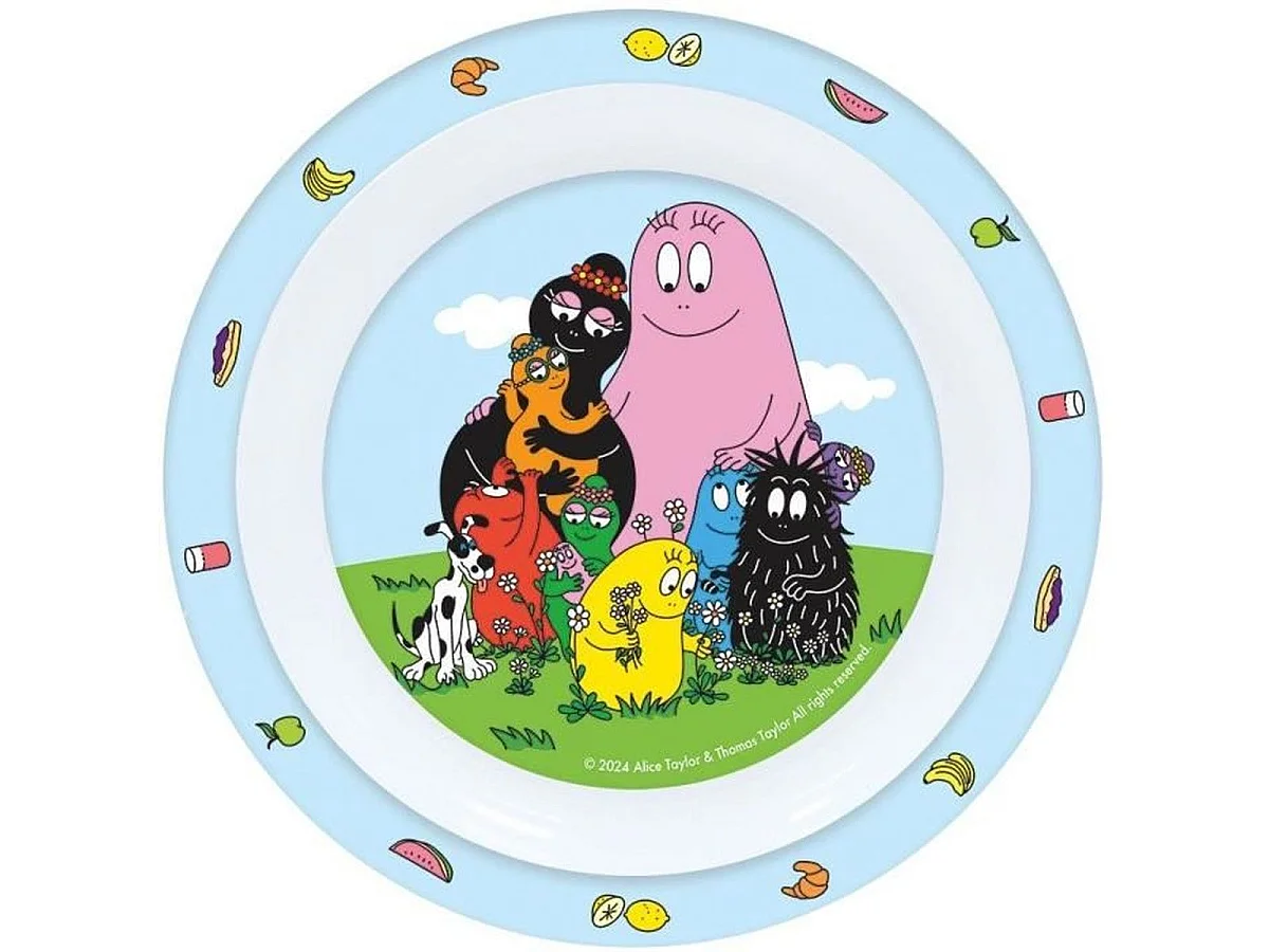 Coffret vaisselle enfant Barbapapa 6 pièces — Assiette, Bol, Verre, Gourde, Boîte à goûter et Couverts
