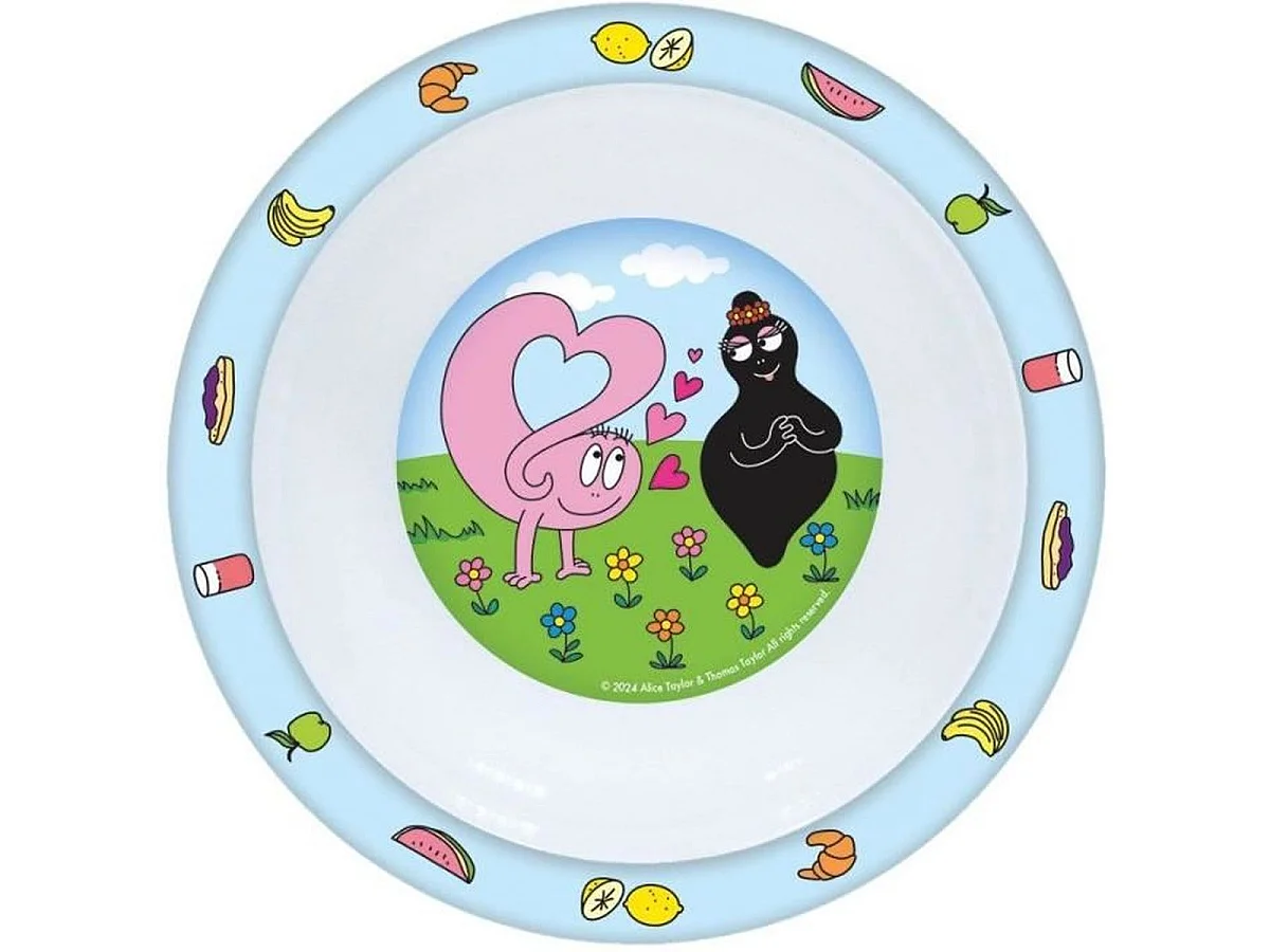 Coffret vaisselle enfant Barbapapa 6 pièces — Assiette, Bol, Verre, Gourde, Boîte à goûter et Couverts