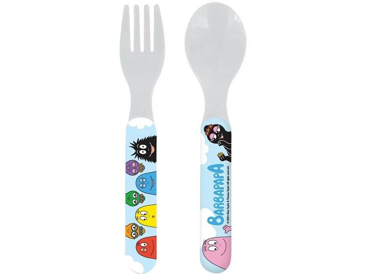 Coffret vaisselle enfant Barbapapa 6 pièces — Assiette, Bol, Verre, Gourde, Boîte à goûter et Couverts