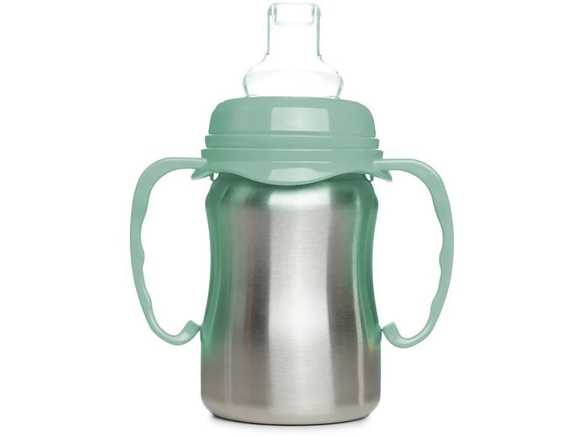 THERMOBABY Tasse d'apprentissage Inox 180 ml - Vert cactus, ergonomique anti-fuite