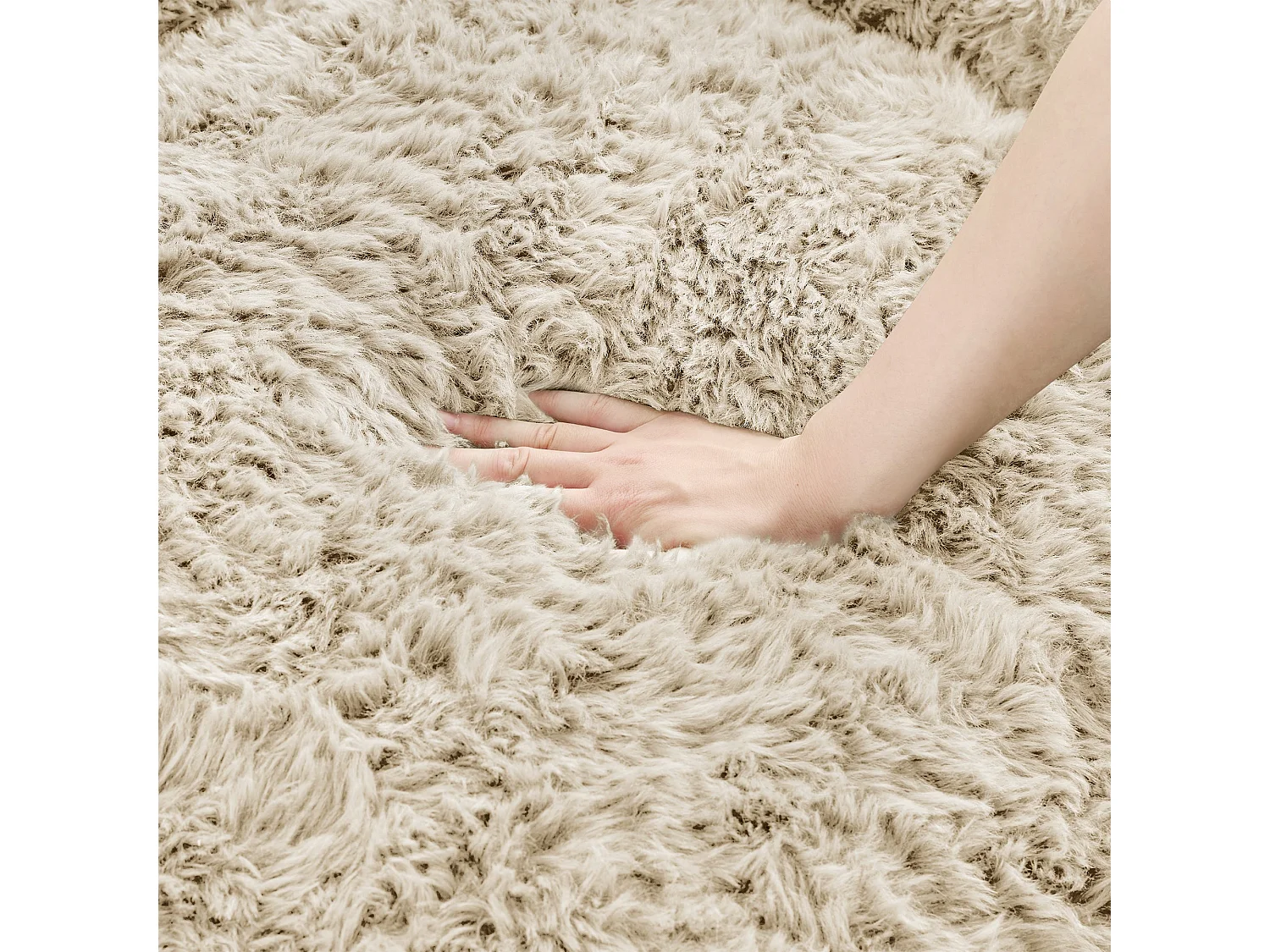 CHITA Sofá 2 plazas comprimido con funda y cojines, en lana, beige