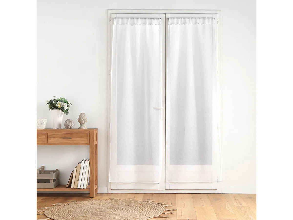Paar Schlaufenstores aus sandigem Voile mit Quastenabschluss