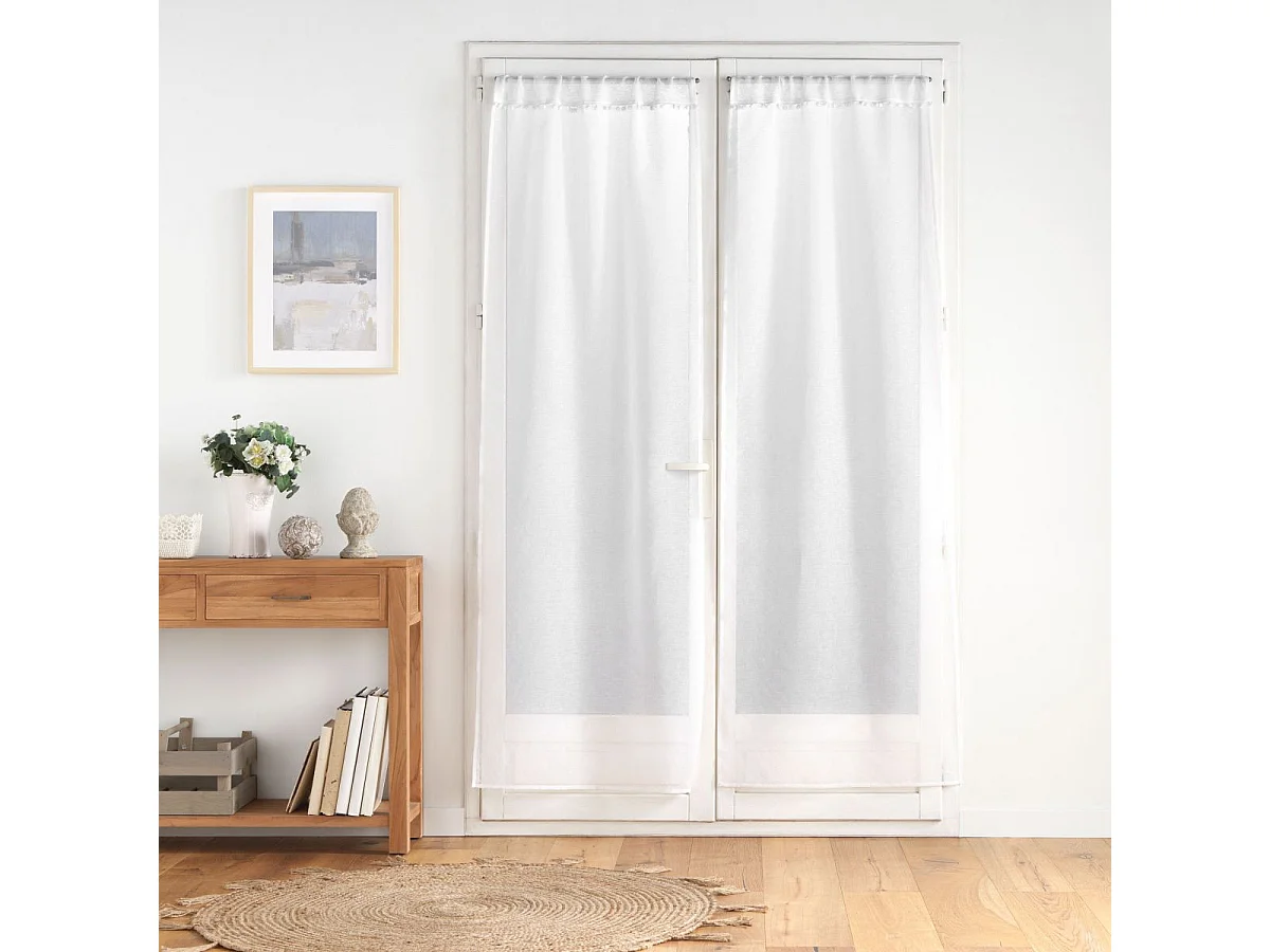 Paar Schlaufenstores aus sandigem Voile mit Quastenabschluss