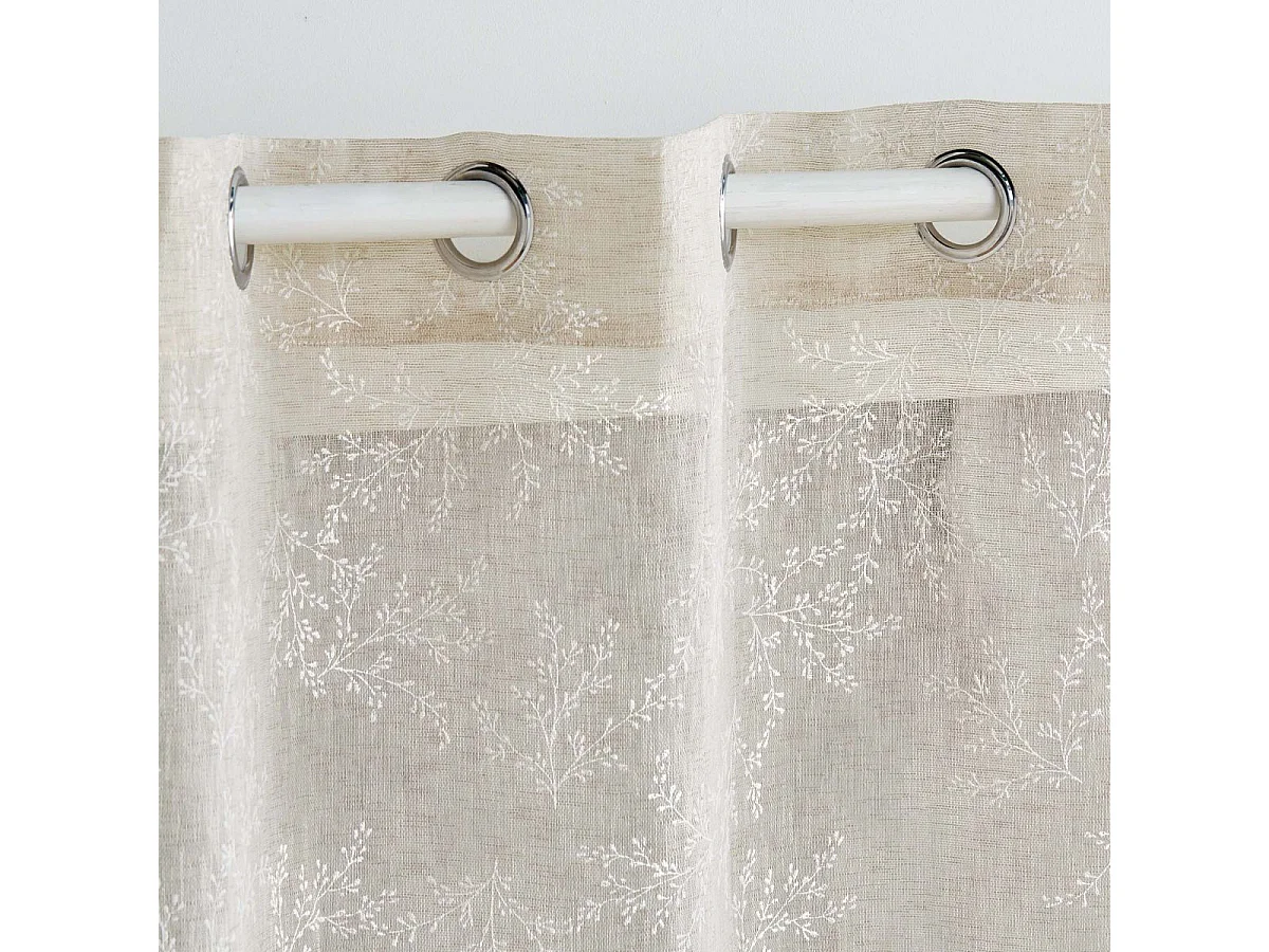 Schlaufen-Store aus gewebtem Voile mit Blattmuster