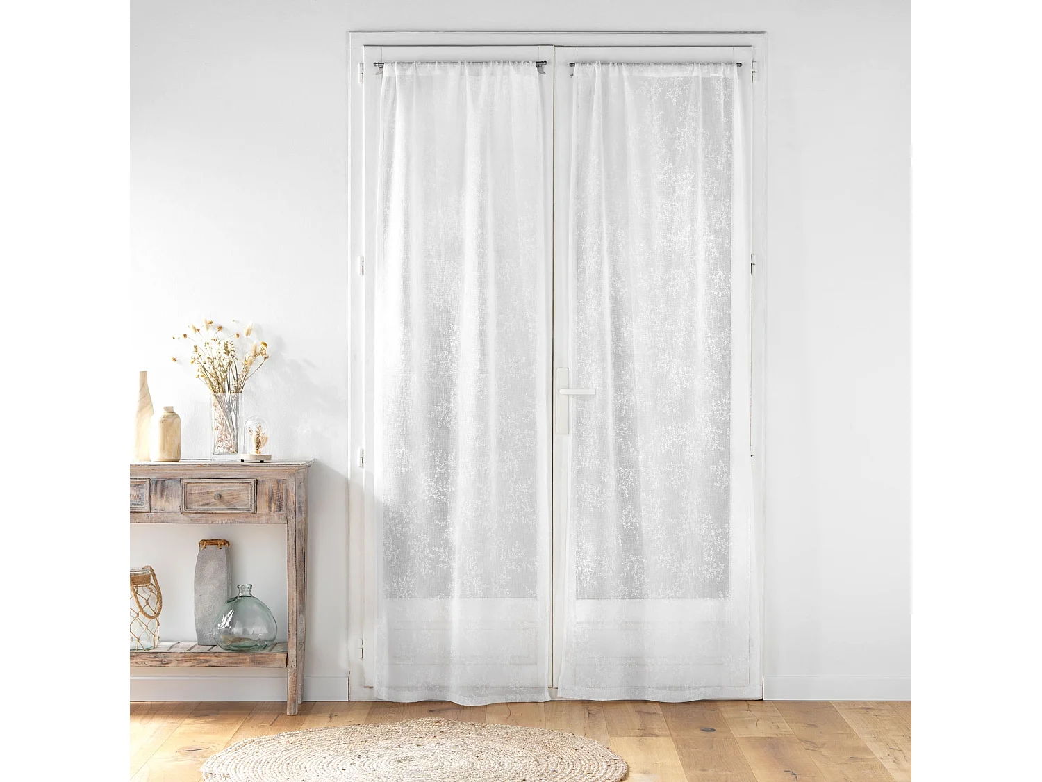 Schlaufen-Store aus gewebtem Voile mit Blattmuster