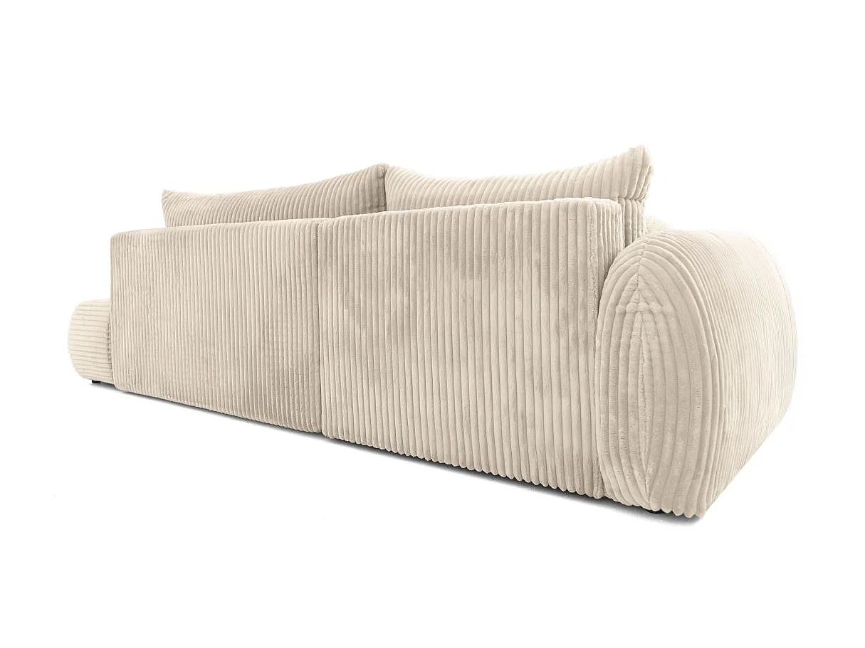 Canapé d'angle convertible 5 places FABIO en velours côtelé épais - Beige - Angle Gauche