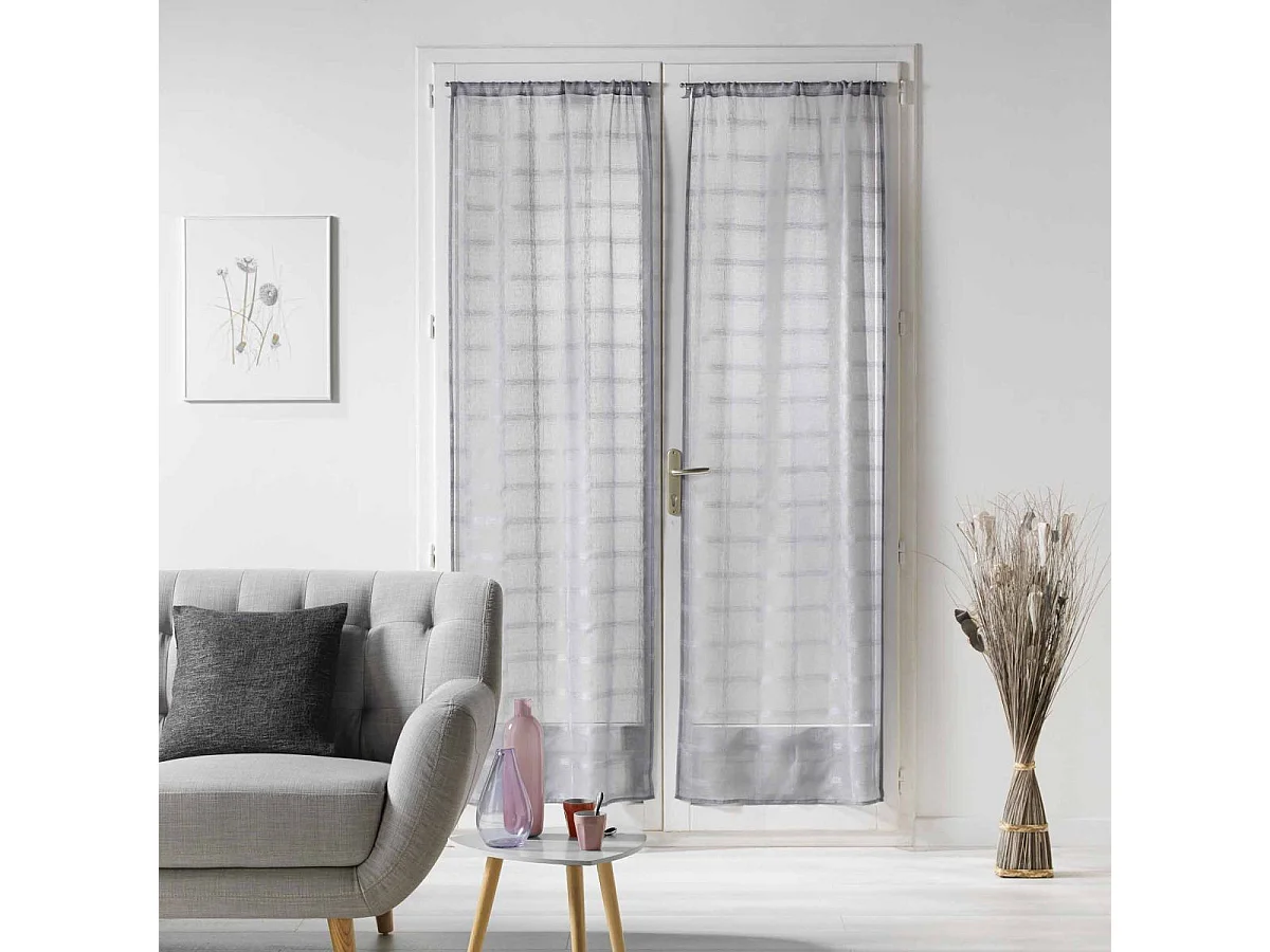 Paire de Voilages Passe-Tringle "Candide" 70x240cm Gris