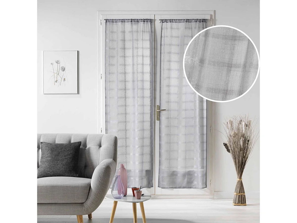 Paire de Voilages Passe-Tringle "Candide" 70x240cm Gris