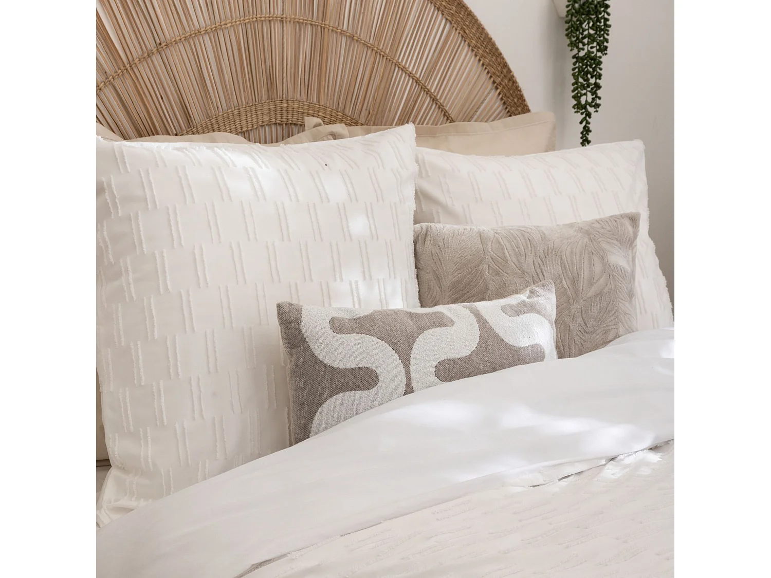 Parure de Lit Jacquard 3 Pièces "Swan" 260x240cm Blanc