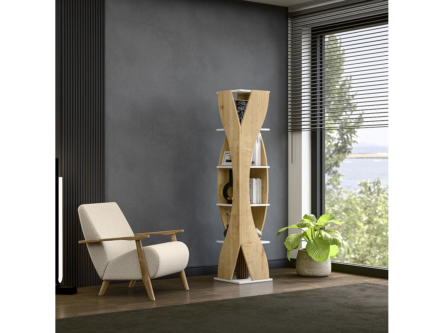 Reva Bookshelf Sapphire Oak