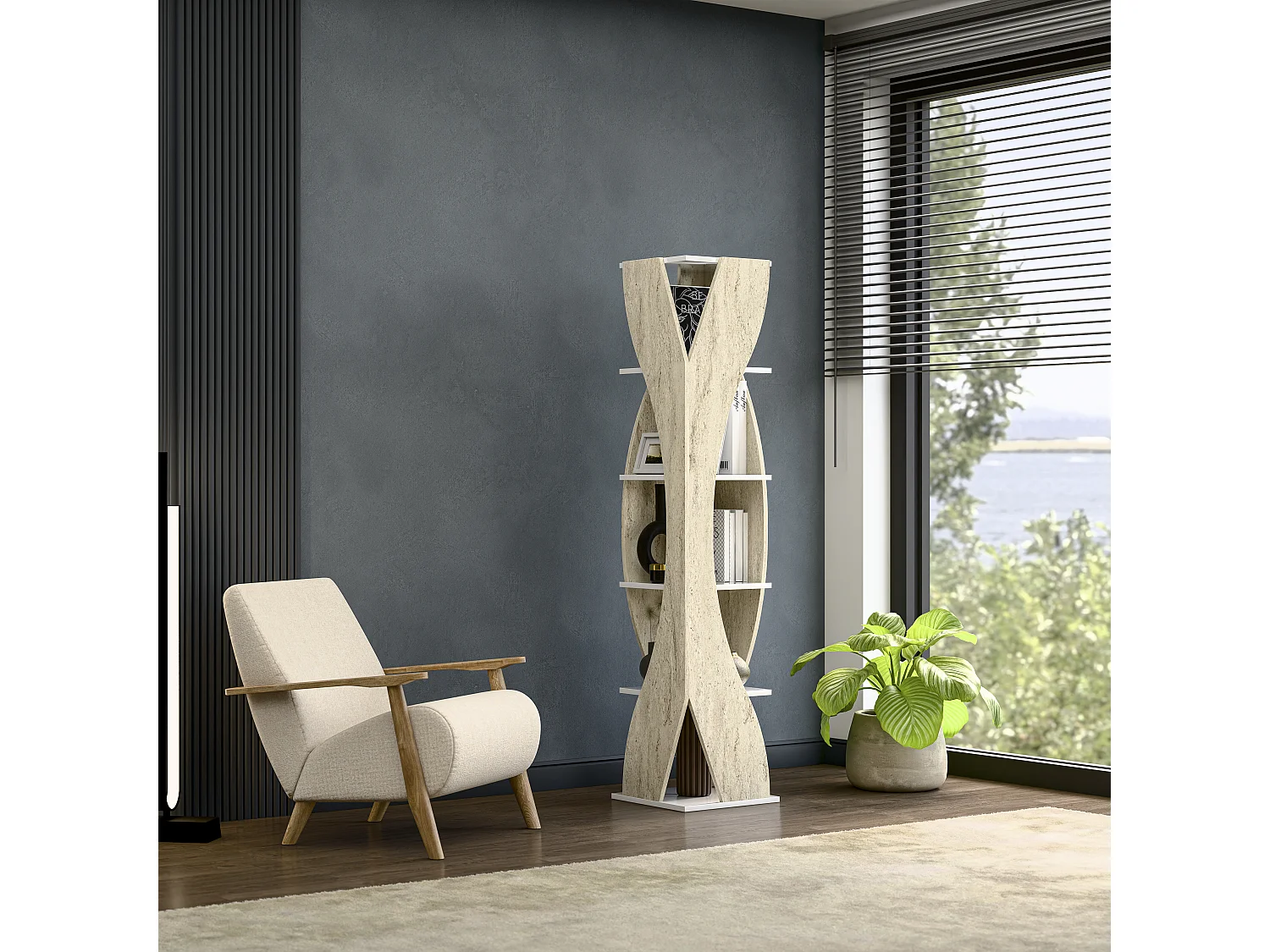 Reva Bookshelf Travertein