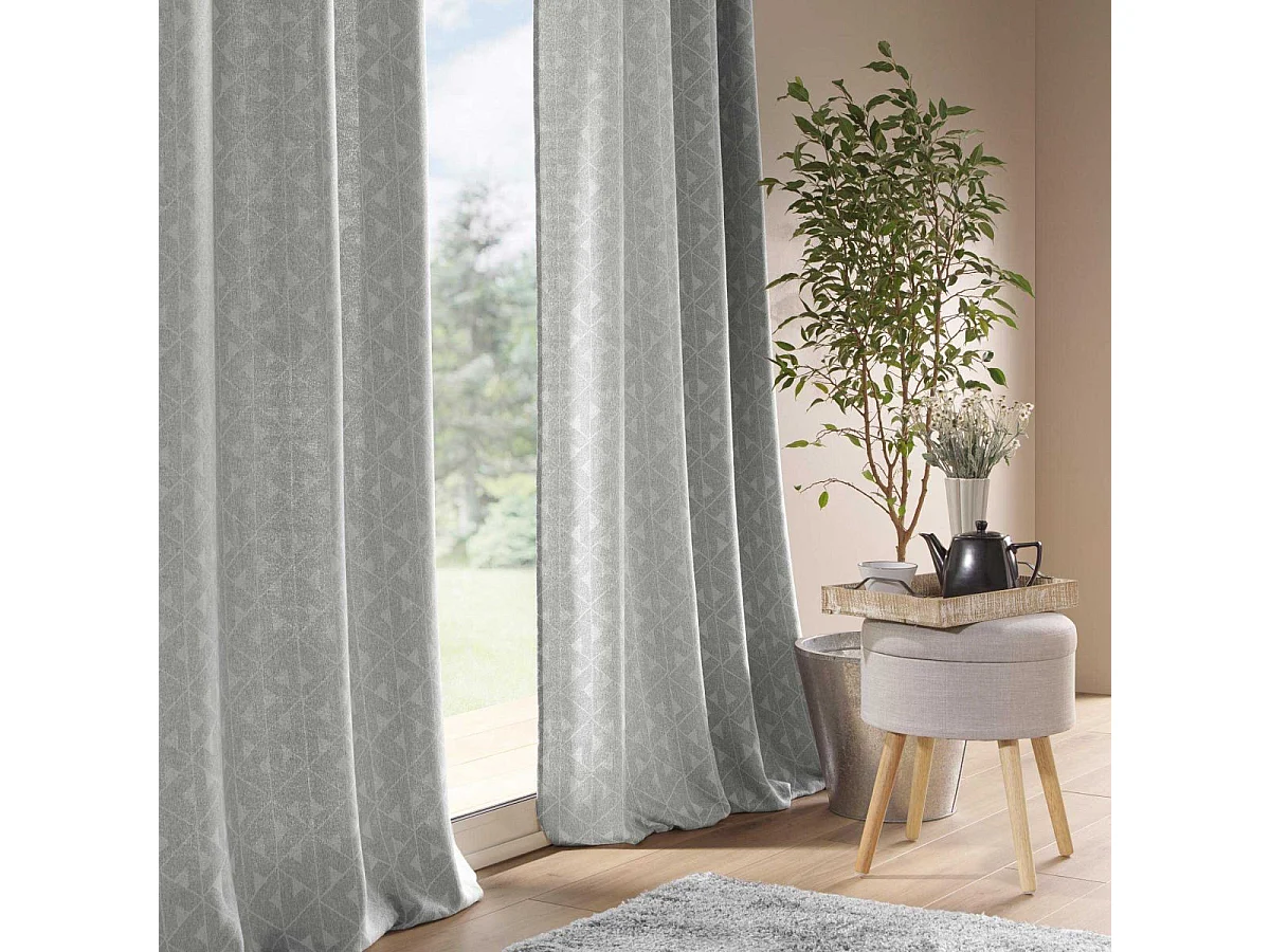 Rideau à Œillets Jacquard "Gallena" 140x260cm Gris
