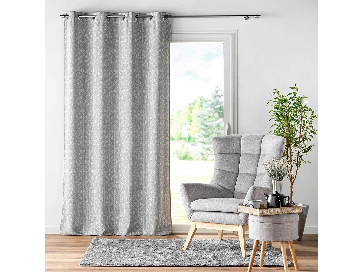Rideau à Œillets Jacquard "Gallena" 140x260cm Gris