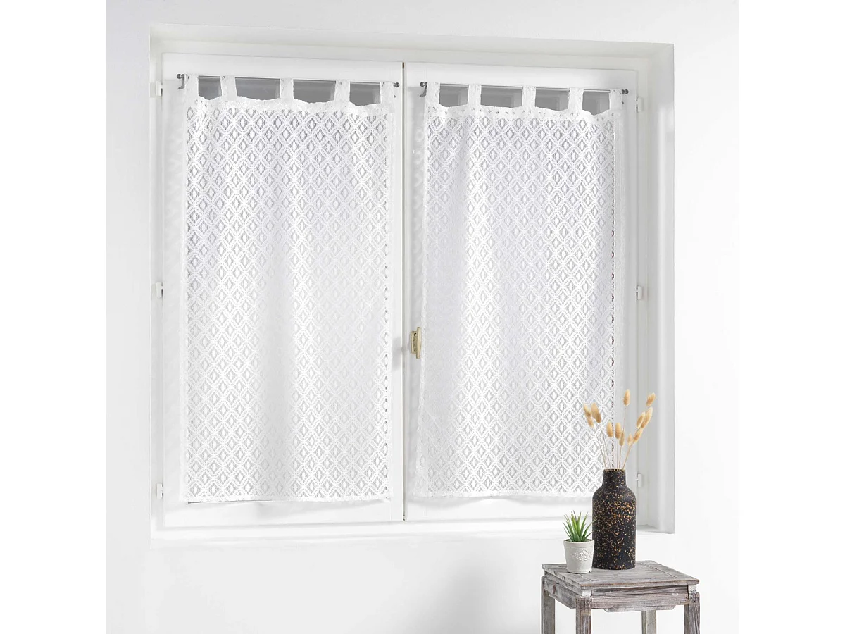Paire de Voilages Maille "Odilia" 60x90cm Blanc