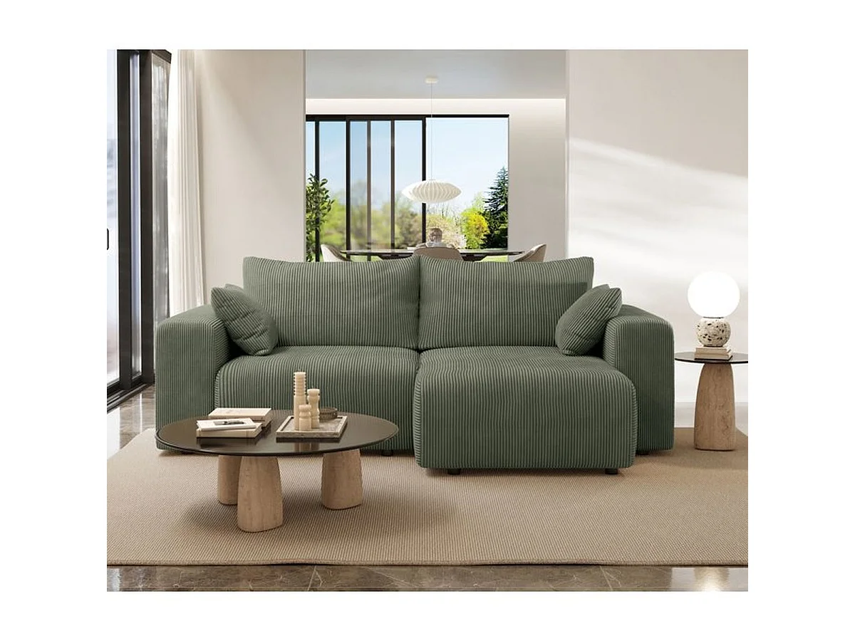 Canapé fixe 3 places SFERA en tissu Lincoln vert - 240 x 100 x 80 cm