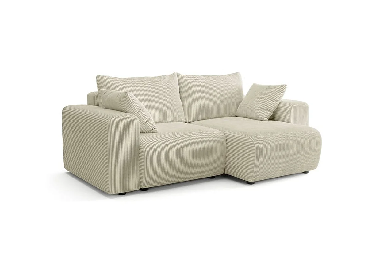 Canapé d'angle réversible BOGOTA 4 places crème en polyester - 227 x 138 x 86 cm