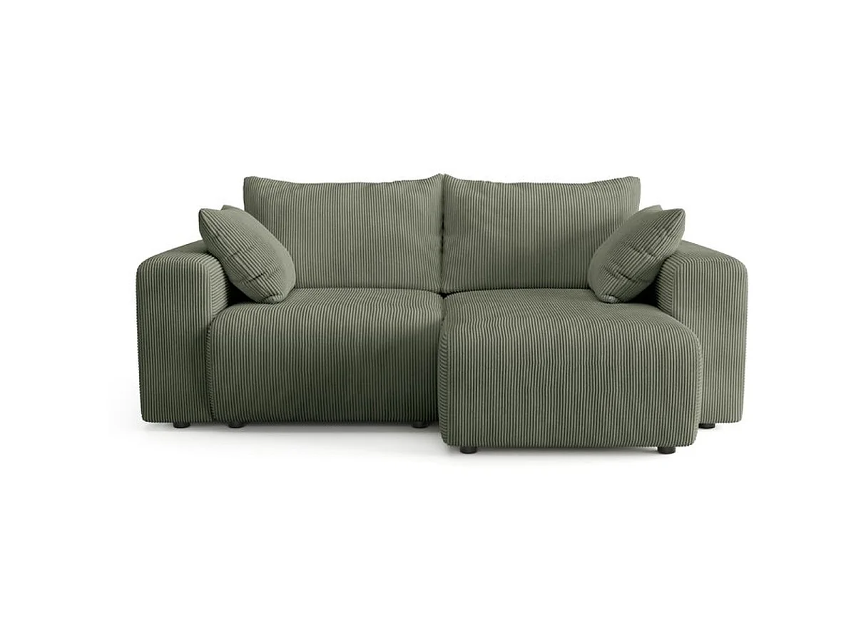 Canapé fixe d'angle réversible 4 places BOGOTA - Tissu Lincoln vert - 227 x 138 x 86 cm