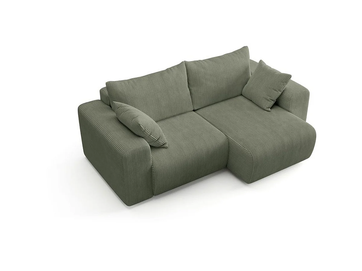 Canapé fixe d'angle réversible 4 places BOGOTA - Tissu Lincoln vert - 227 x 138 x 86 cm