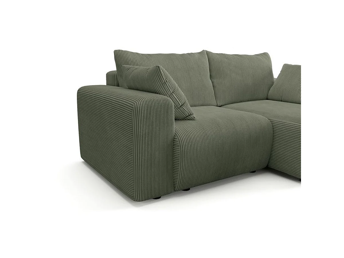 Canapé fixe d'angle réversible 4 places BOGOTA - Tissu Lincoln vert - 227 x 138 x 86 cm
