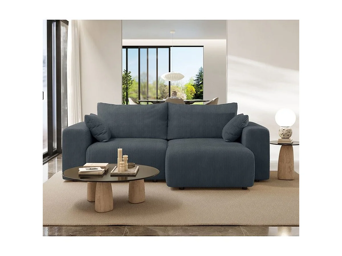 Canapé fixe 3 places SFERA en tissu anthracite - 240 x 100 x 80 cm