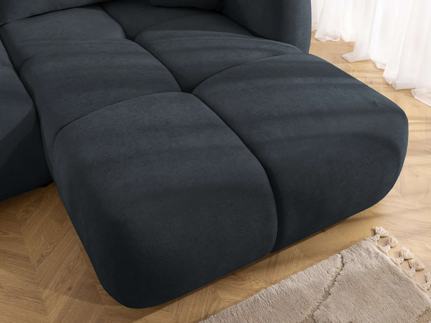 Canapé d’angle avec fonction couchage en tissu tissé LORETTO