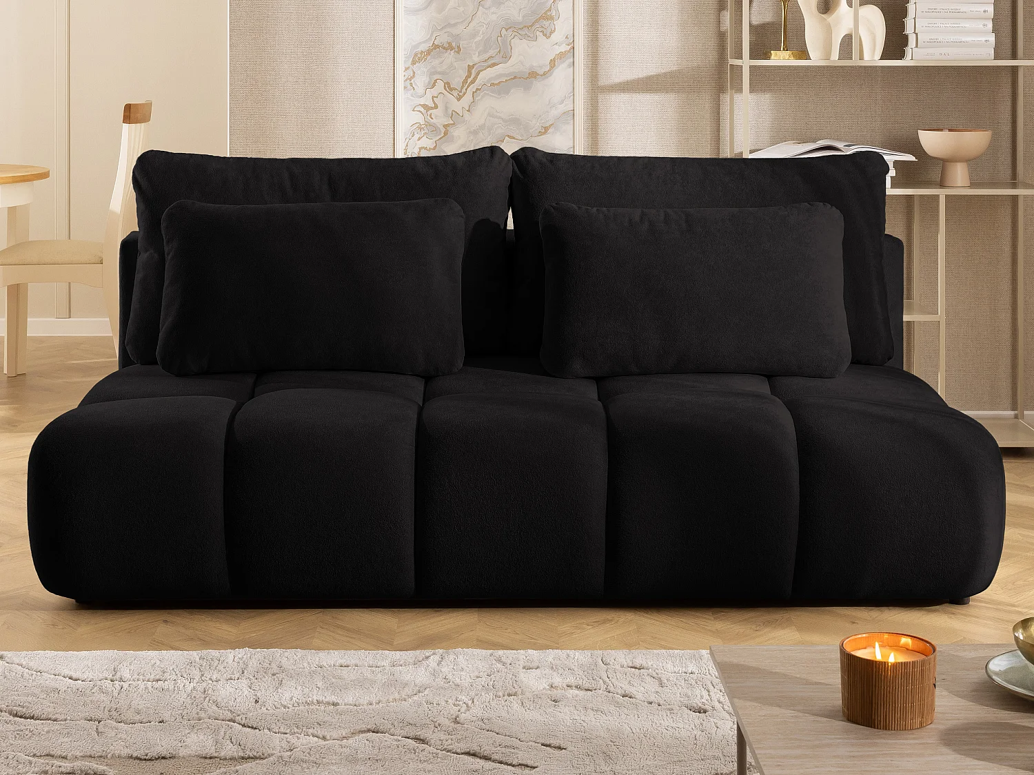 Canapé-lit en tissu pelucheux BELLUNO