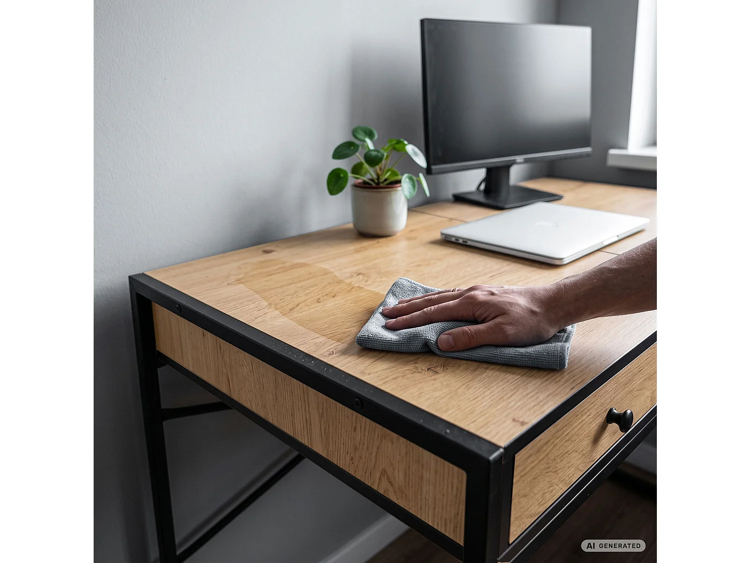 Industrieel computerbureau Craft eiken ELONIS 123 cm 2 lades 1 plank Zwarte poten