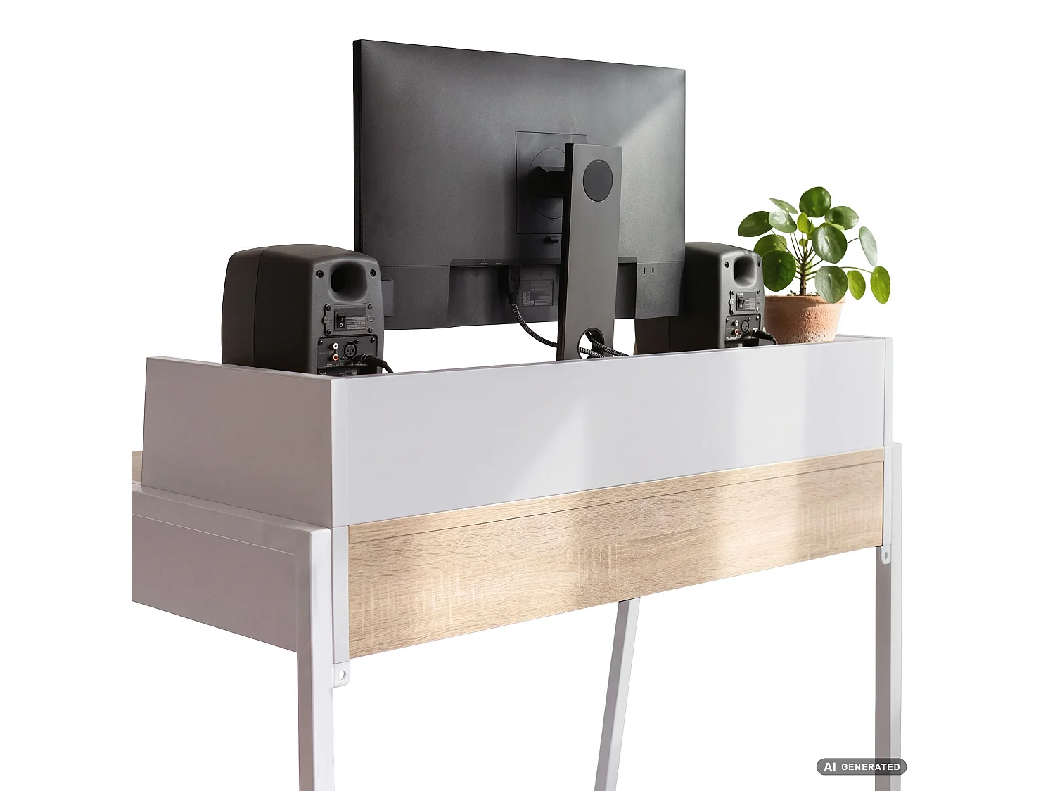 Industrieel computerbureau Sonoma eiken FLUX 78 cm 2 lades 1 plank Witte poten