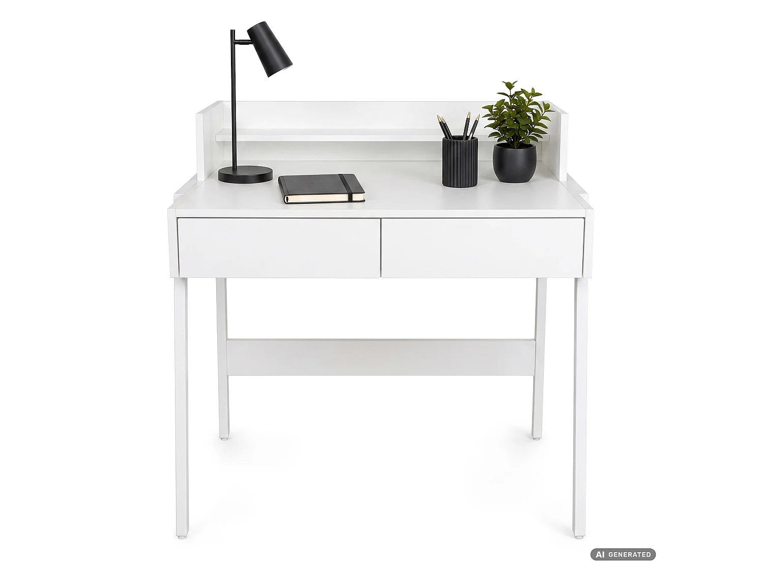 Industrieel computerbureau Wit FLUX 78 cm 2 lades 1 plank Witte poten