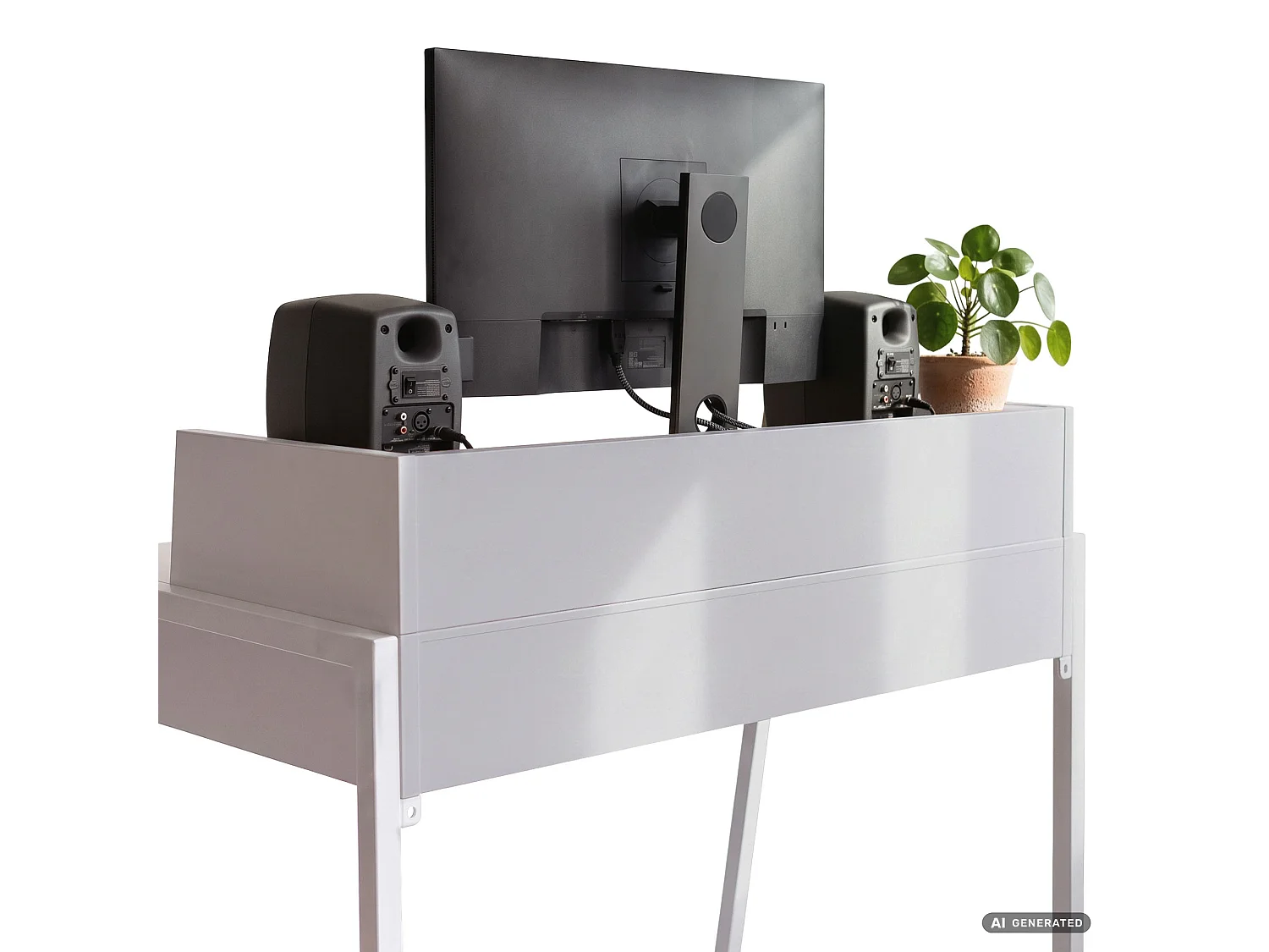 Industrieel computerbureau Wit FLUX 78 cm 2 lades 1 plank Witte poten