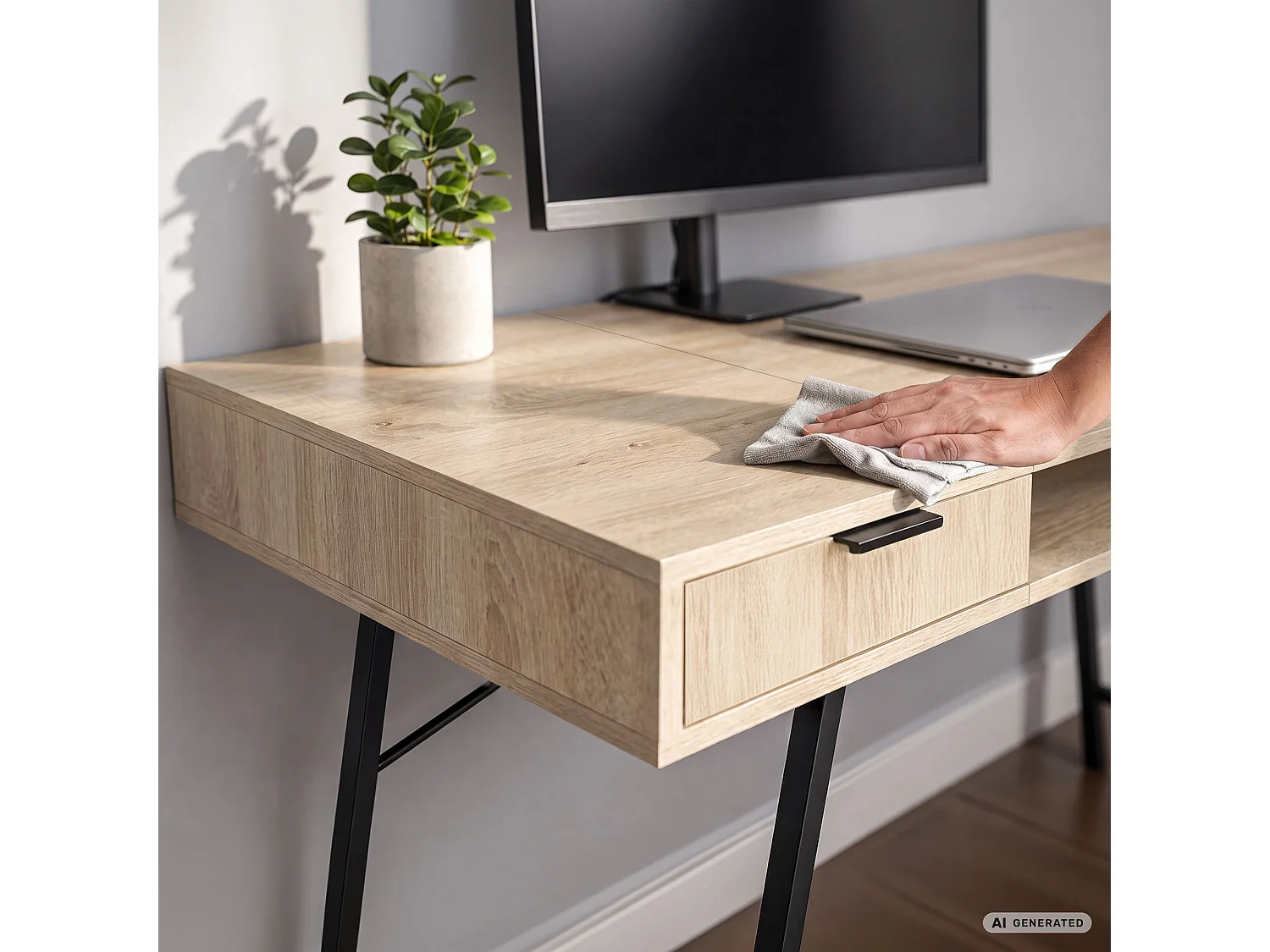 Industrieel computerbureau Sonoma eiken ARDEN 120 cm 2 lades 1 plank Zwarte poten