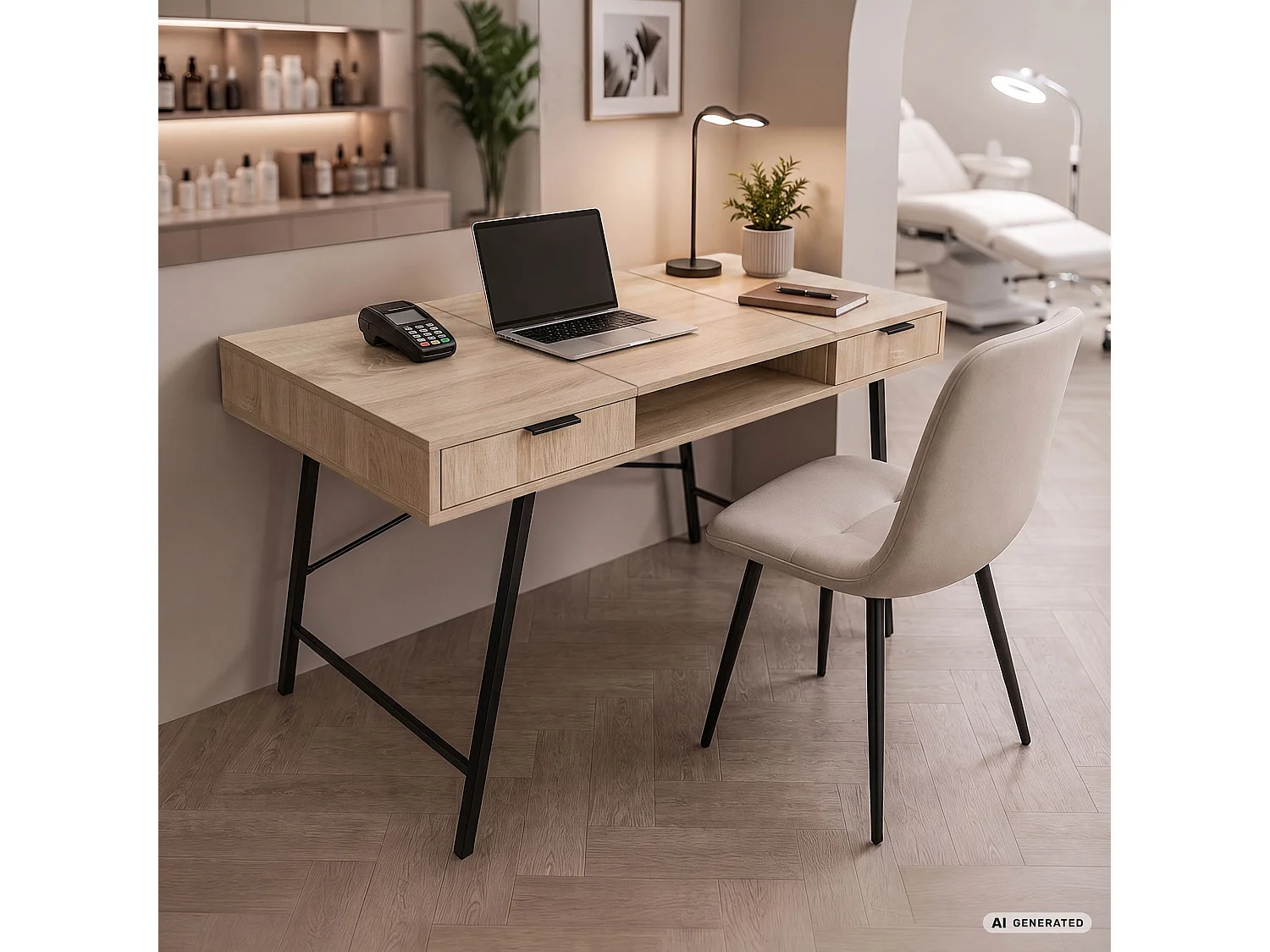 Industrieel computerbureau Sonoma eiken ARDEN 120 cm 2 lades 1 plank Zwarte poten