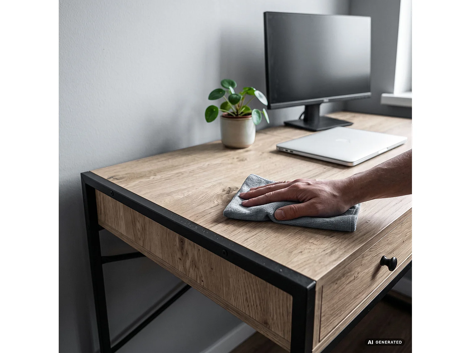 Industrieel computerbureau Sonoma eiken ELONIS 123 cm 2 lades 1 plank Zwarte poten