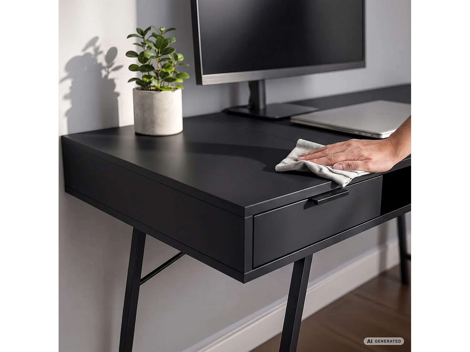 Industrieel computerbureau Zwart ARDEN 120 cm 2 lades 1 plank Zwarte poten