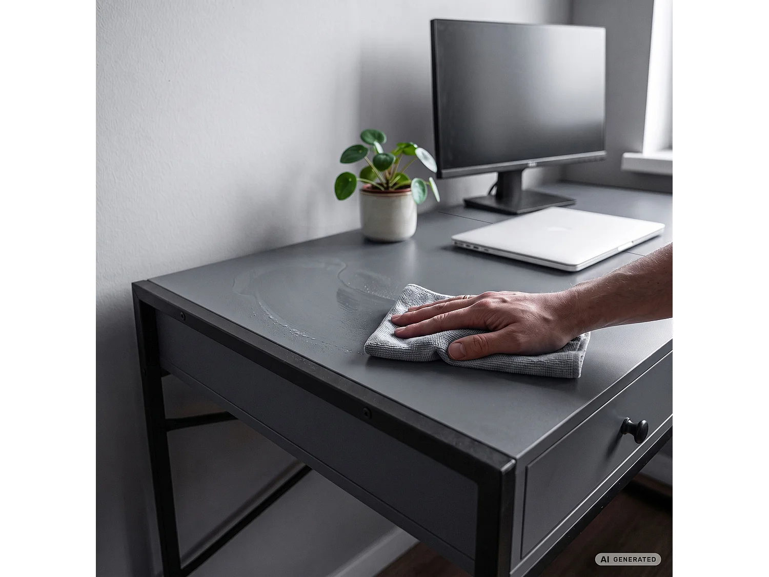 Industrieel computerbureau Grafiet ELONIS 123 cm 2 lades 1 plank Zwarte poten