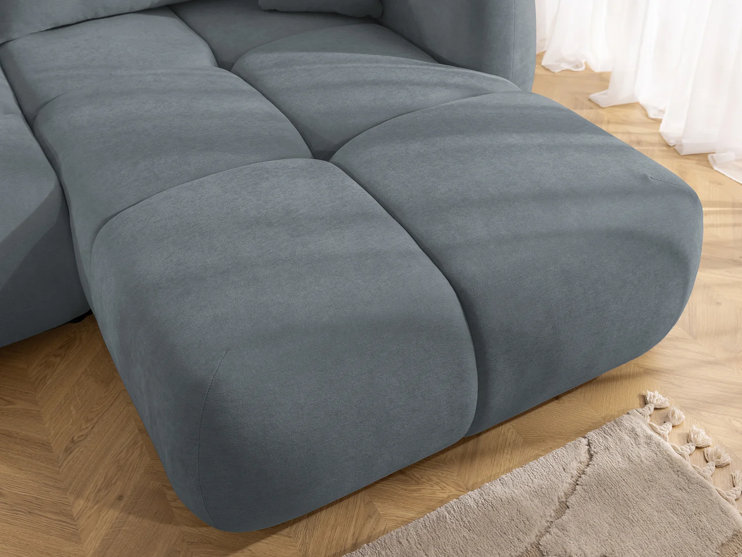 Canapé d’angle avec fonction couchage en tissu tissé LORETTO